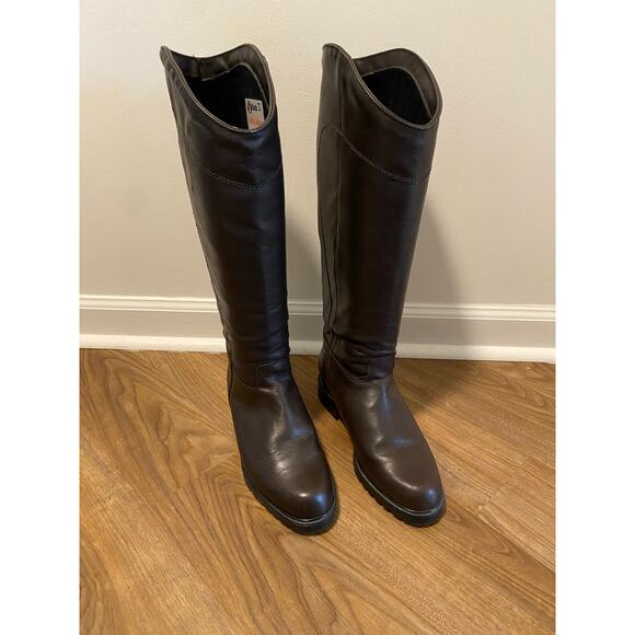Blonde Tall Brown Leather Waterproof Knee High Boots-Size 8.5 - Picture 1 of 8